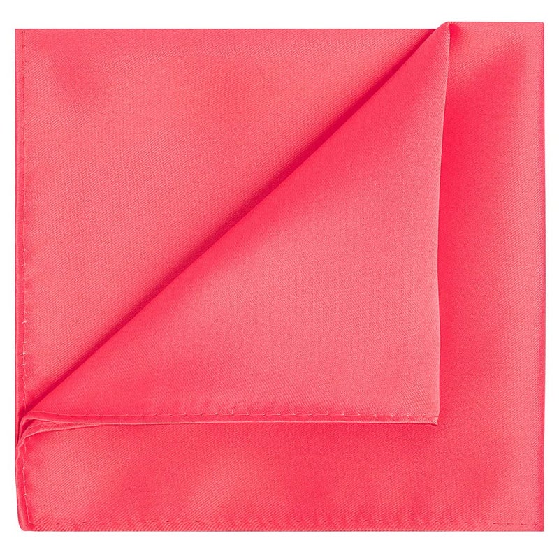 KissTies Sunset Coral Satin Tie Set Solid Ties Mens Necktie + Pocket Square - Image 5